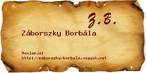 Záborszky Borbála névjegykártya